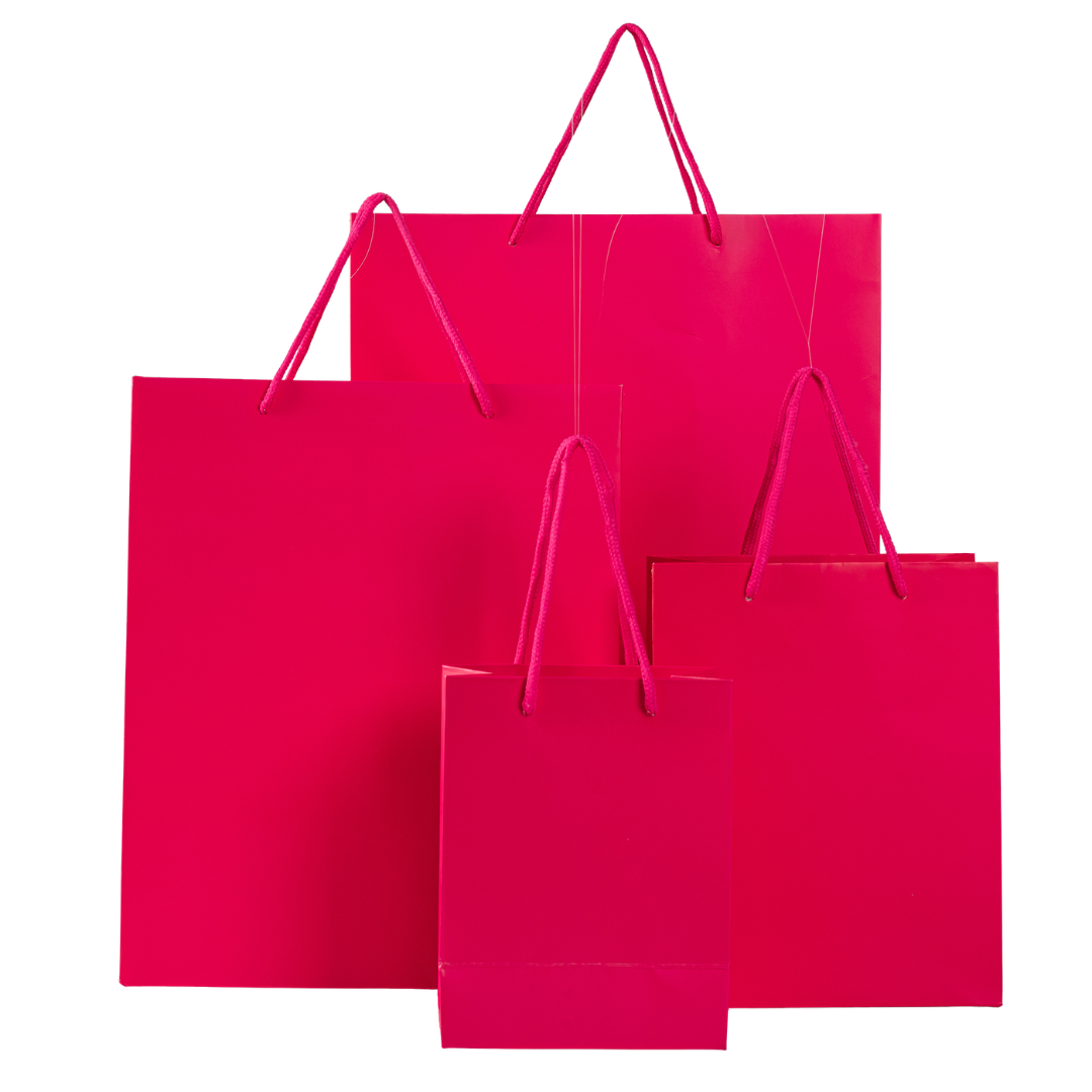 12x Papieren koordtas - 31cm x 42cm x 12cm - Hot Pink