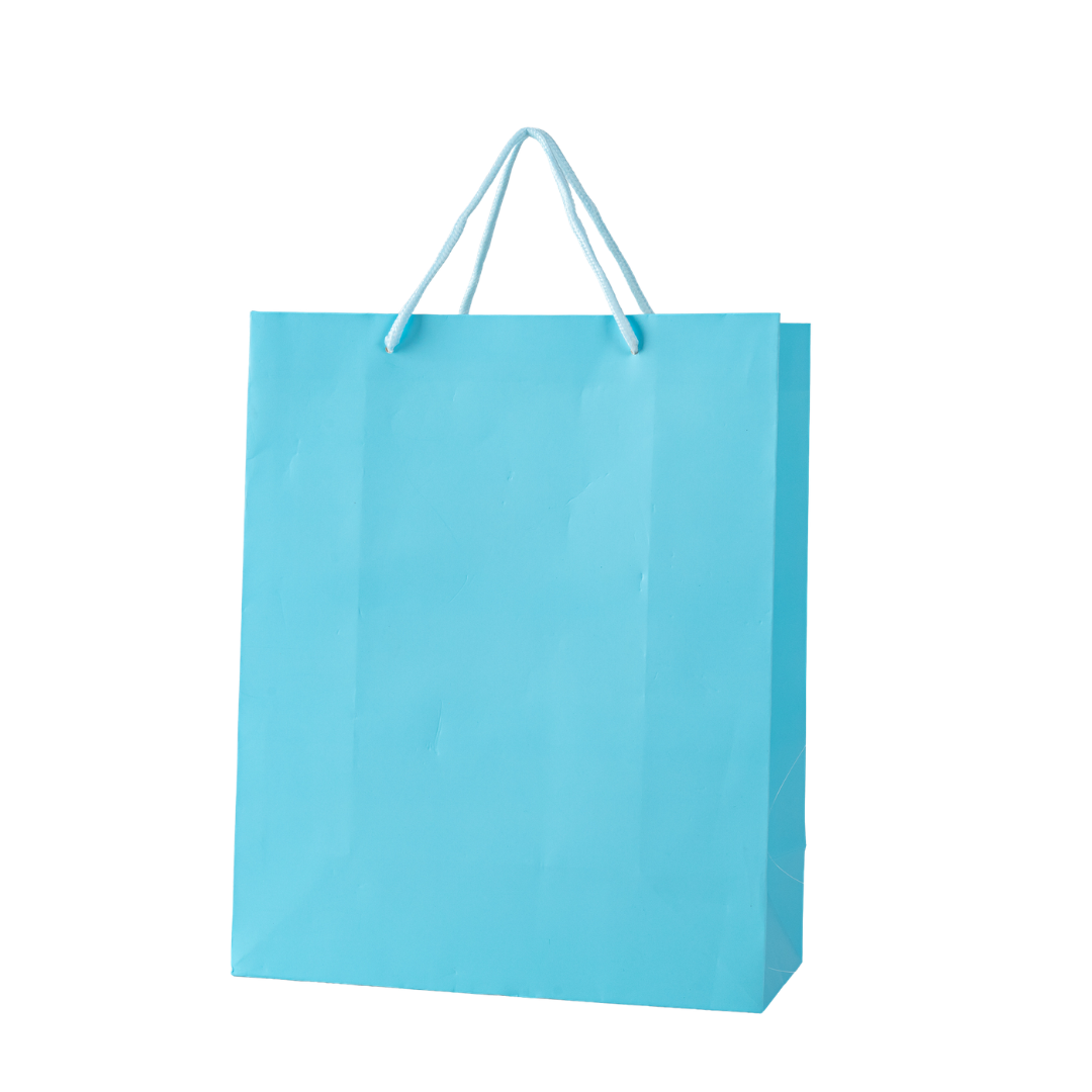 12x Papieren koordtas - 26cm x 32cm x 12cm - Blauw