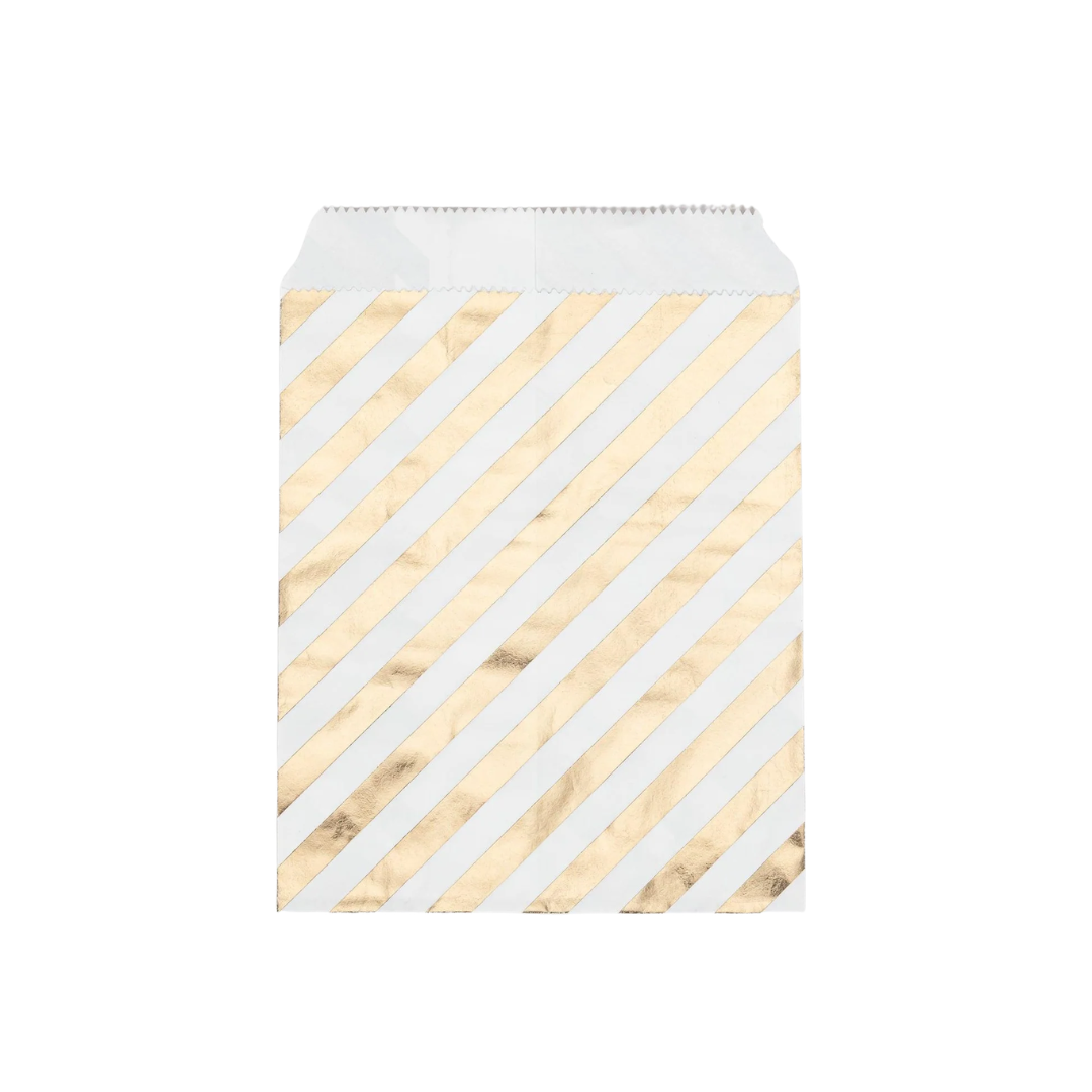 50 stuks gestreepte gouden cadeau papier zakjes 13x18 cm voor geschenken