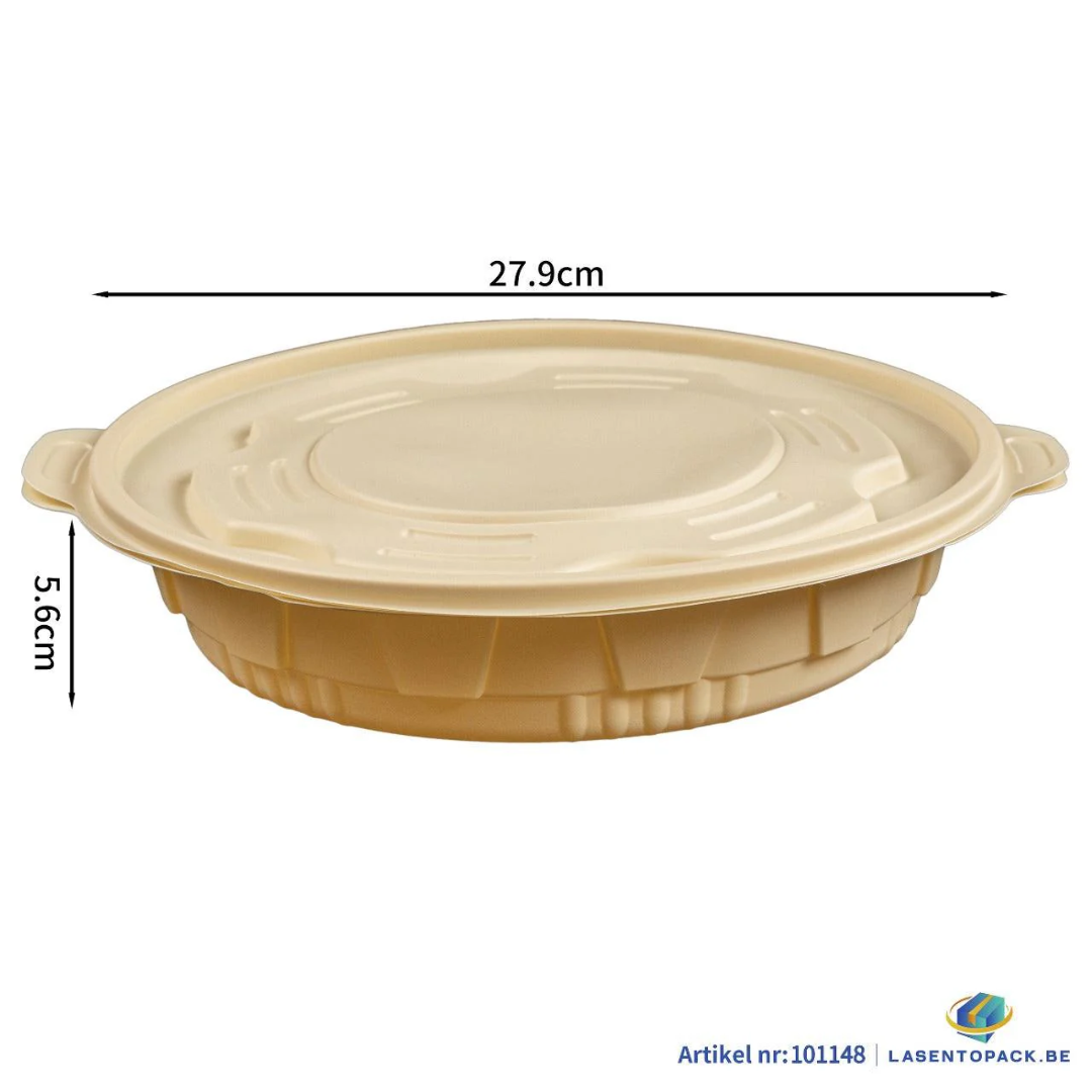 100x Milchschüssel 2000 ml mit Deckel Ø 27,9 cm Gemaakt von PP &amp; Mais