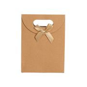 Set van 12 luxe bruine kraft papieren draagtas met uitgesneden handvat en lint strikje, 31.5cm x 23cm x 11cm