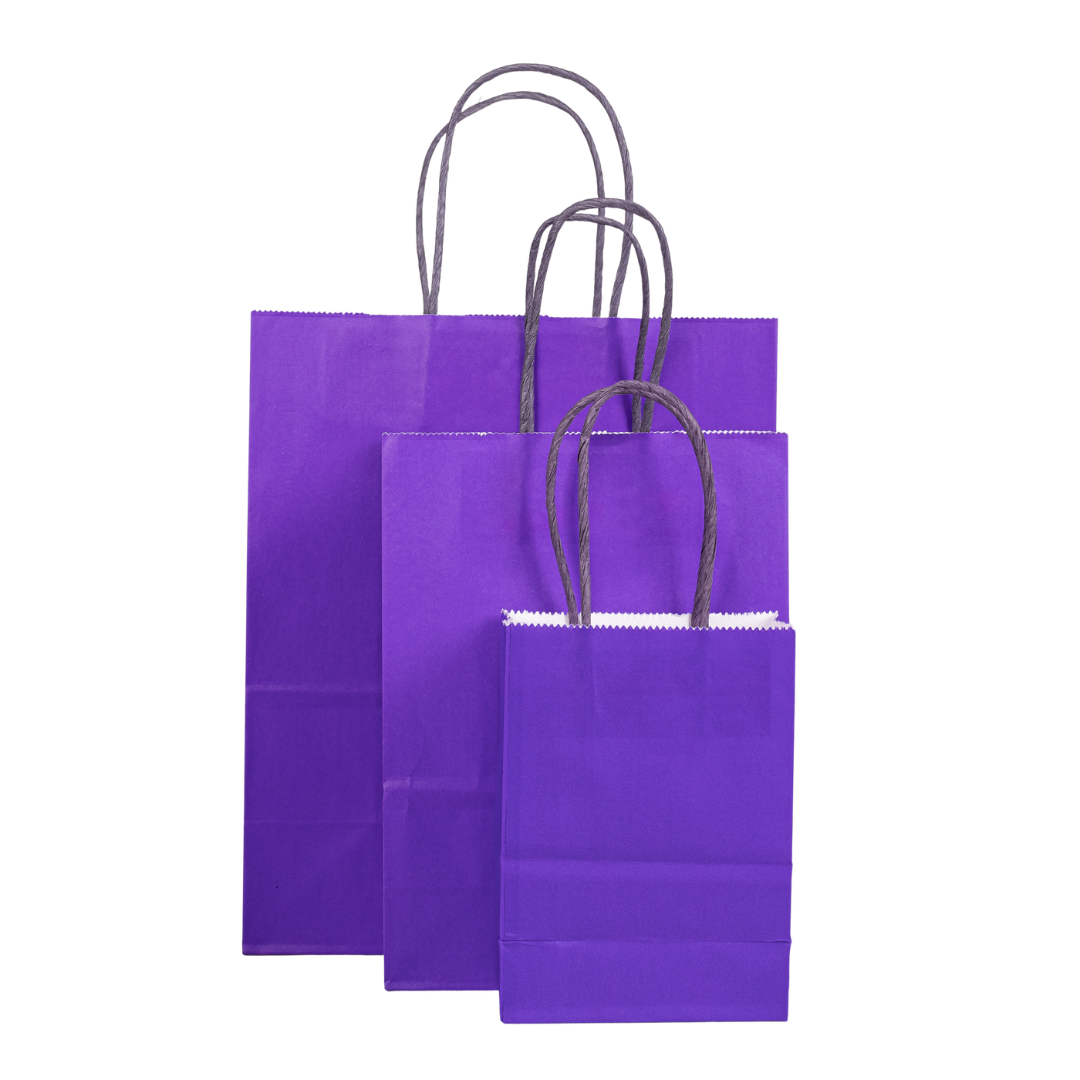 12x Papieren tas gedraaid handvat - 11cm x 15cm x 6cm - Paars