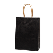 Zwarte papieren tas met gedraaid handvat, 16x22x8 cm, set van 12