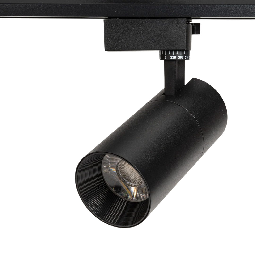 Ronde zwarte aluminium LED railverlichting 24W natuurlijk wit 6000K verstelbare track spot