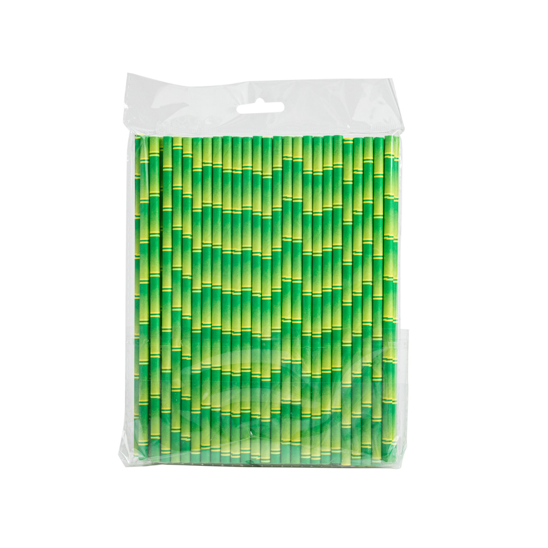 100x BIO Papieren rietjes 6mm x 197mm Palm Model