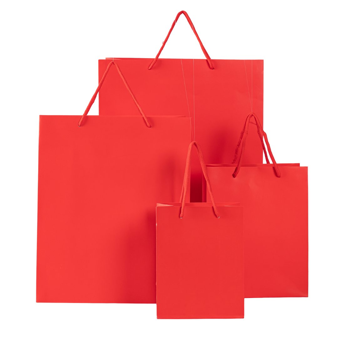 12x Papieren koordtas - 31cm x 42cm x 12cm - Rood