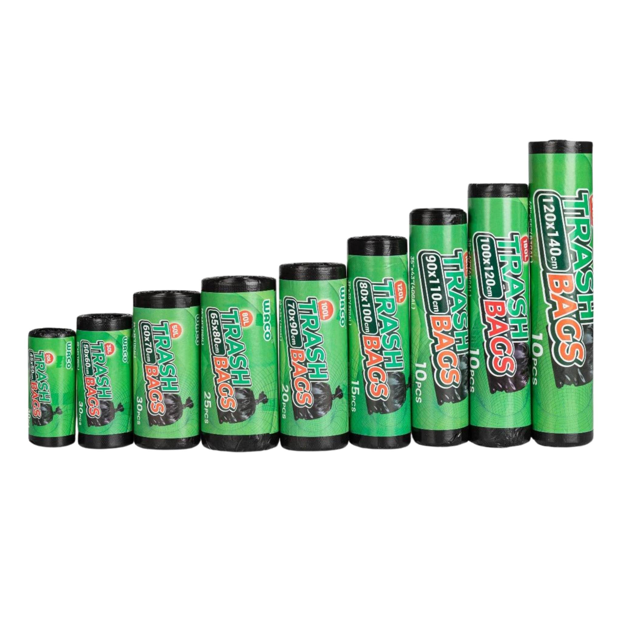 Black garbage bags 150L – 90x110 cm - 10 pieces per roll