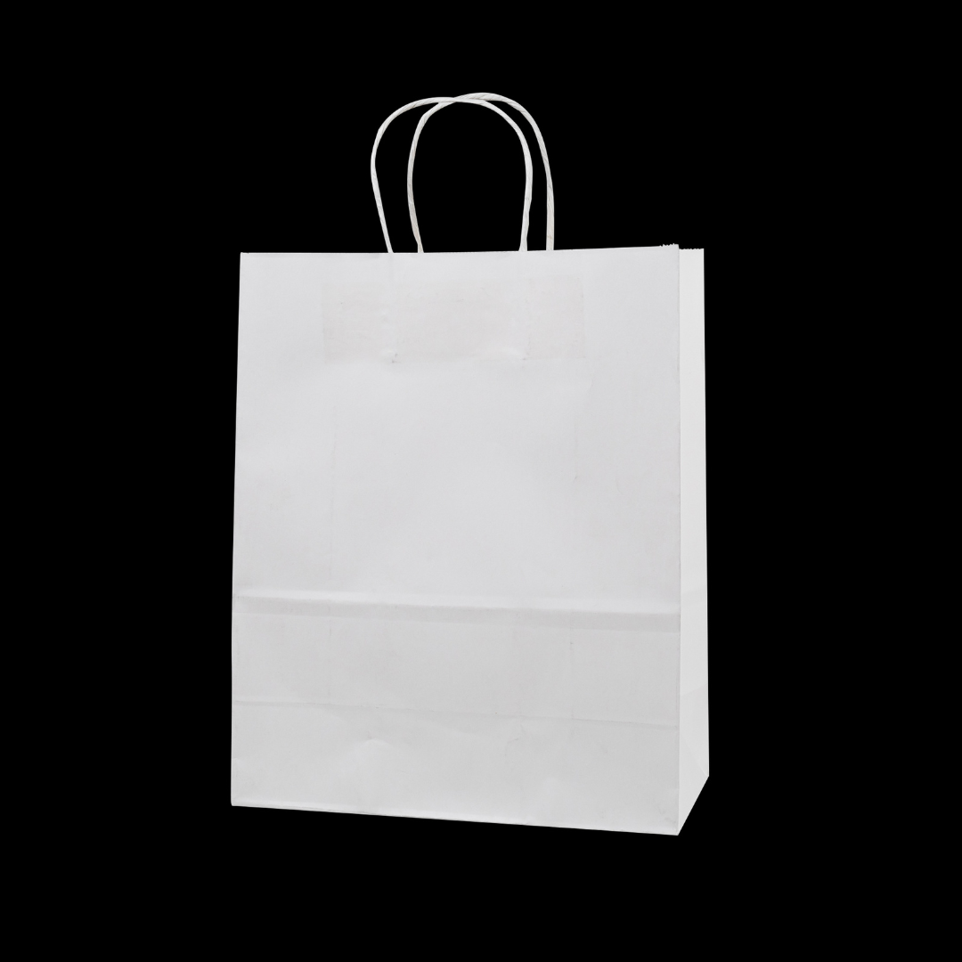 12x Papieren tas gedraaid handvat - 12cm x 15cm x 6cm - Wit
