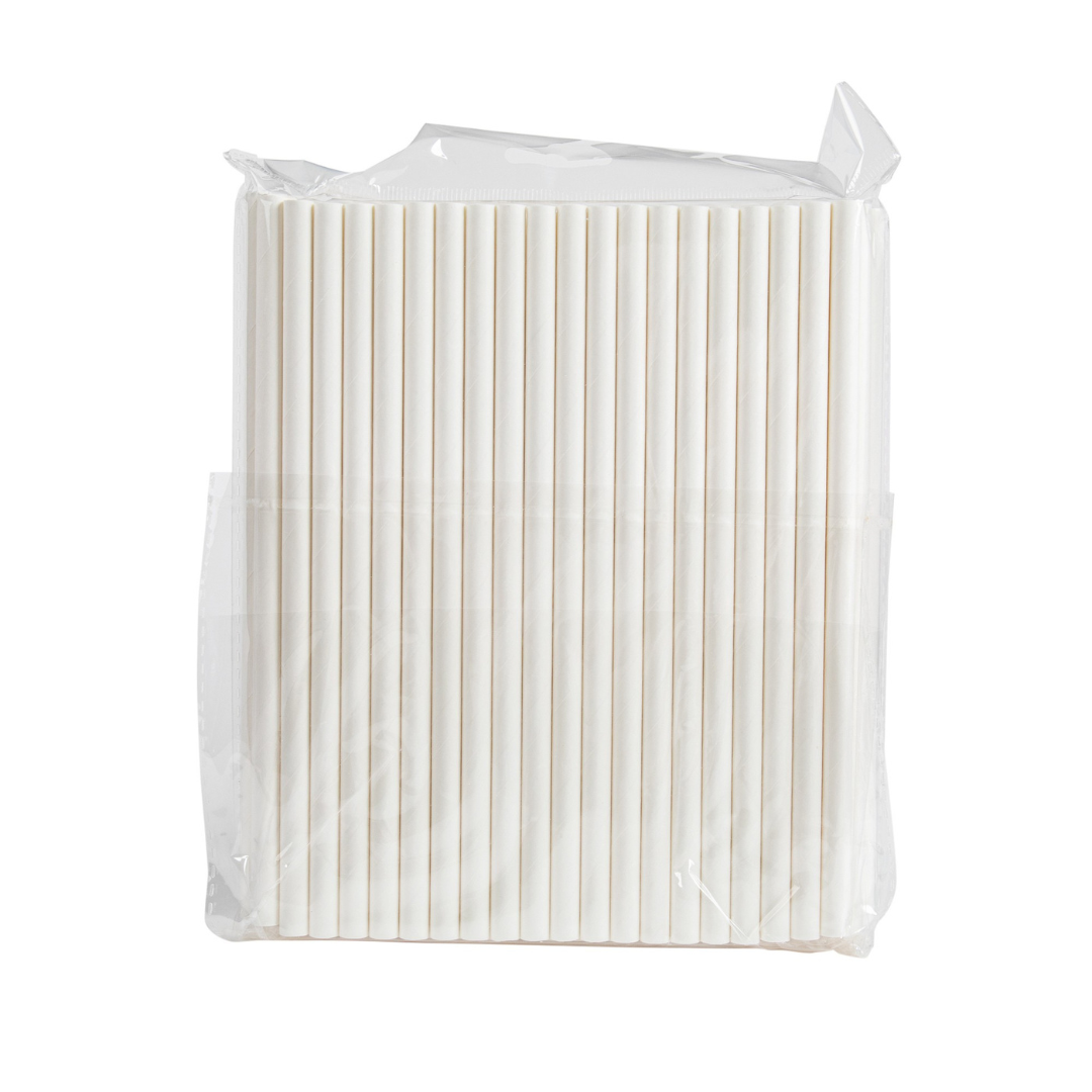 100x BIO Papieren rietjes 8mm x 197mm Wit