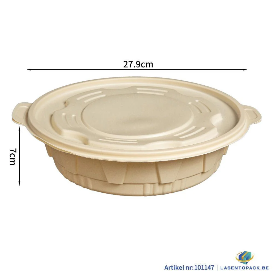 100x Milchschüssel 2500 ml mit Deckel Ø 27,9 cm Gemaakt von PP &amp; Mais