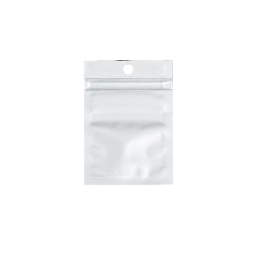 Set of 100 premium self-sealing 6x22cm repair grip ziplock bags with transparent front and white back