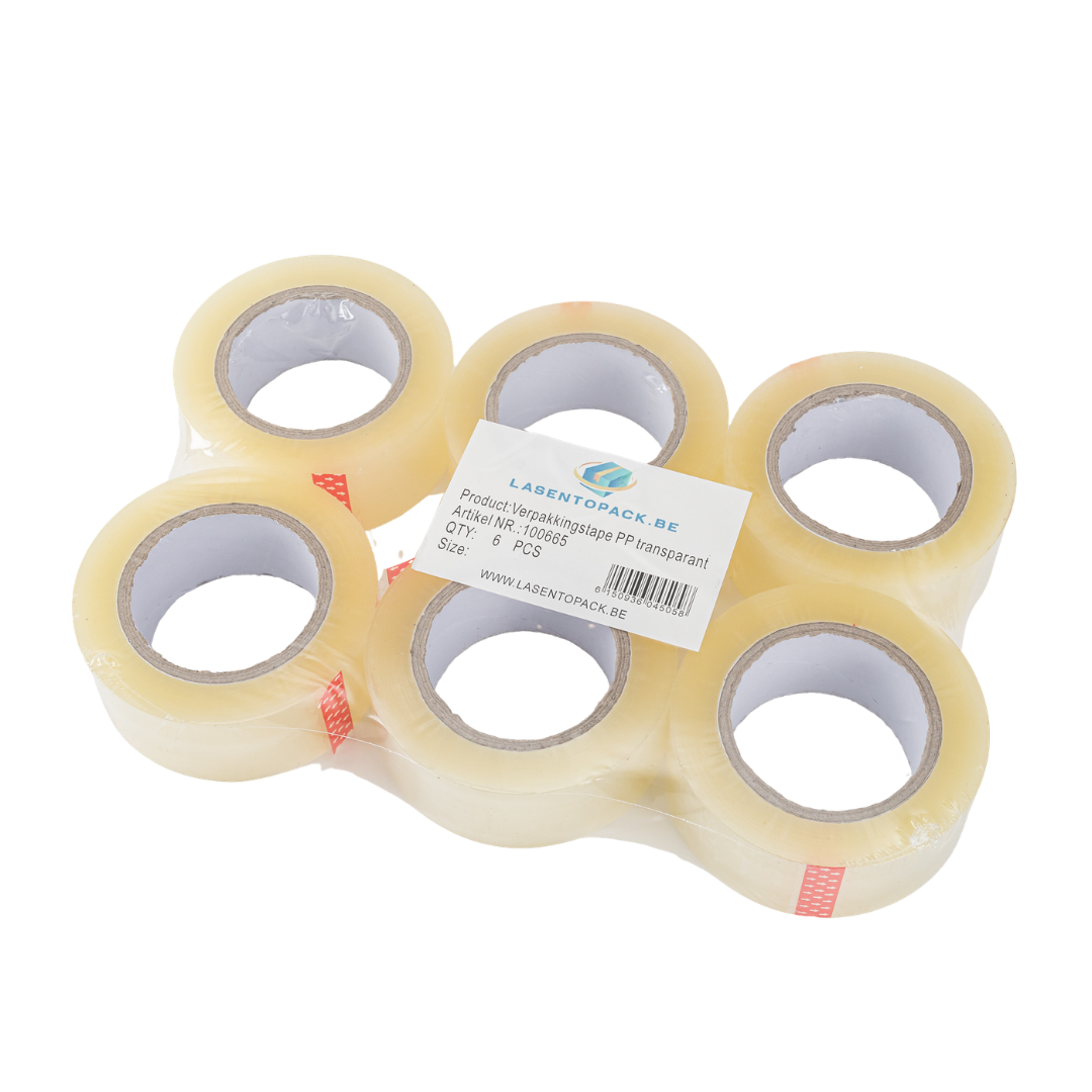 6x Verpakkingstape Transparentes PP-Plakband 48mm x 144m
