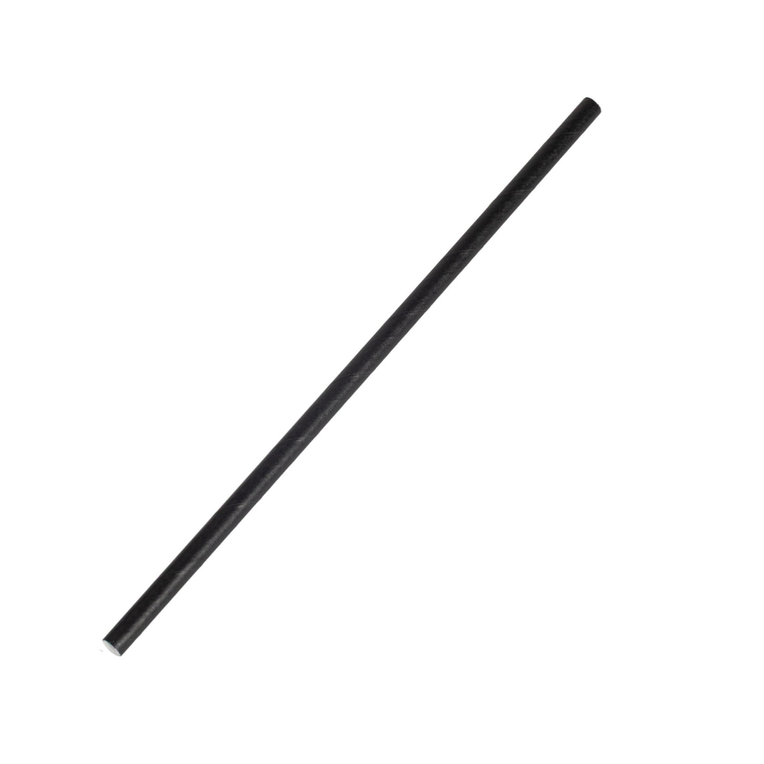 100x BIO Papieren rietjes 8mm x 240mm Zwart