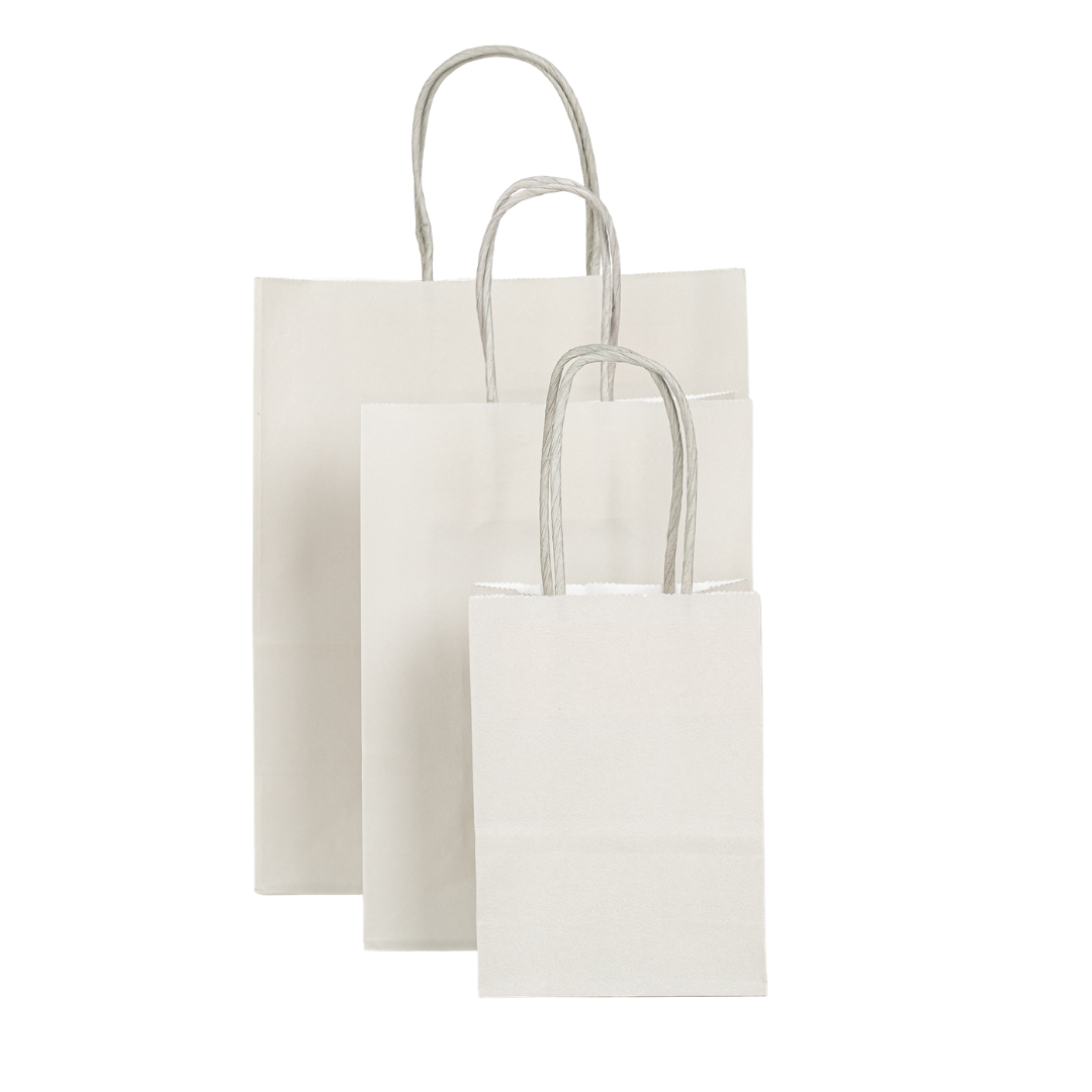 12x Papieren tas gedraaid handvat - 11cm x 15cm x 6cm - off White