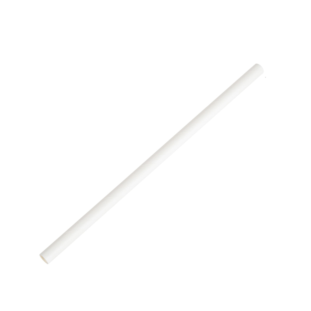 100x BIO Papieren rietjes 8mm x 197mm Wit