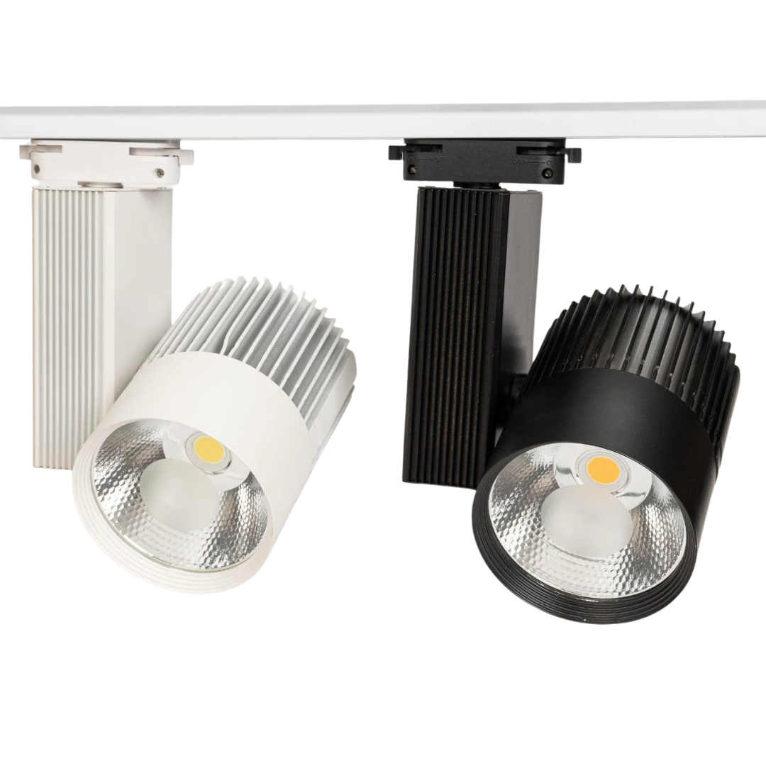 LED Railverlichting - Track Spot - 30W - Rond - Natuurlijk Wit 6000K - Zwart - Aluminium