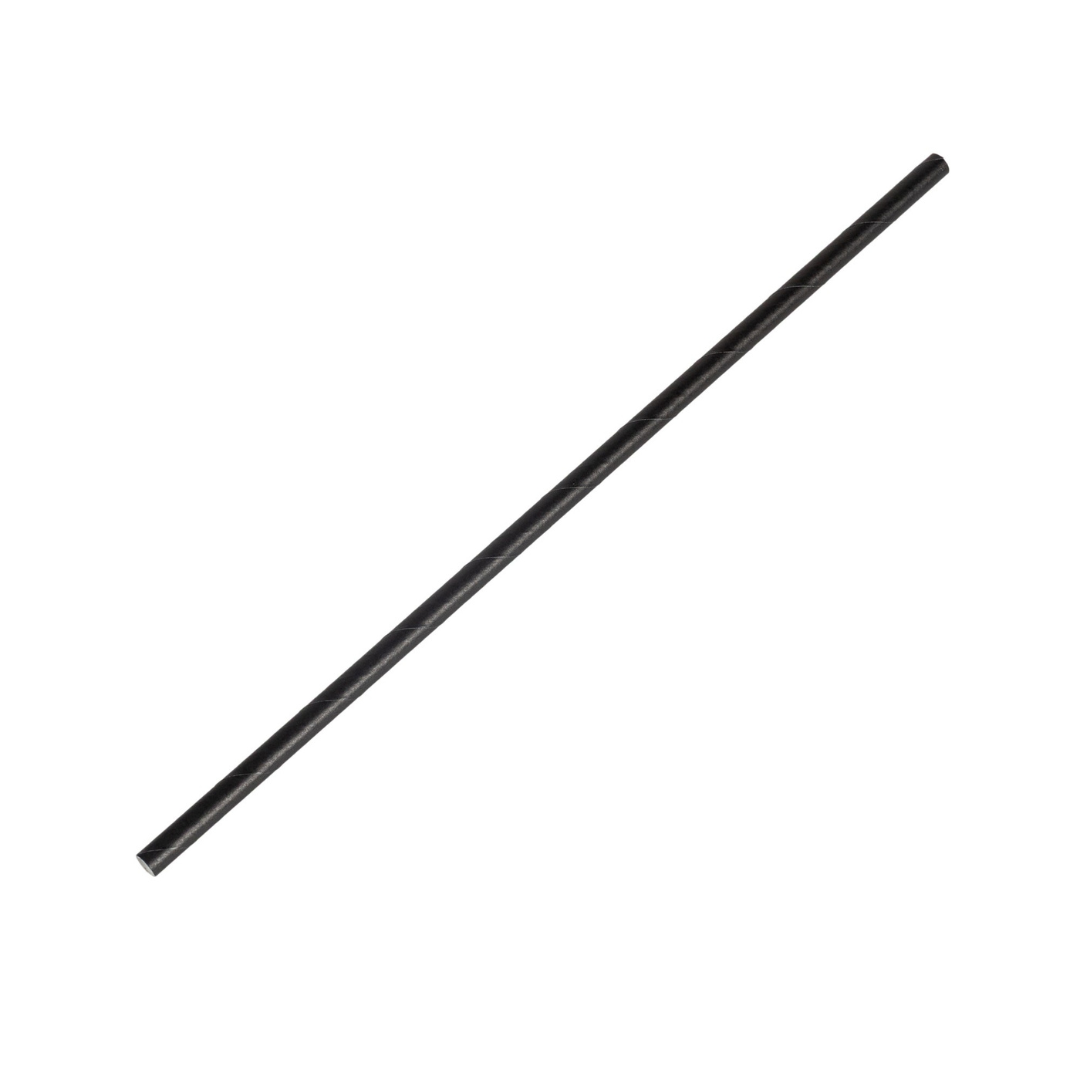 500x BIO Papieren rietjes 6mm x 240mm Zwart