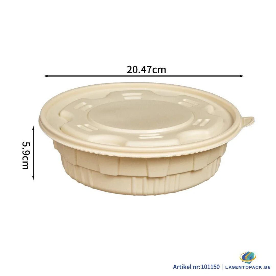 200x Milchschüssel 1250 ml mit Deckel Ø 20,5 cm Gemaakt von PP &amp; Mais