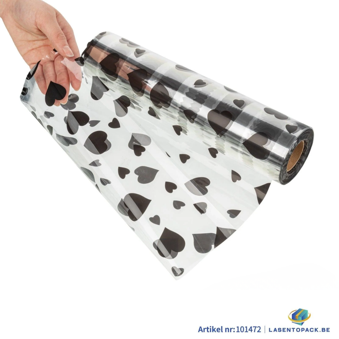 Cellofaan Hartjes schwarz 70cm - 100m