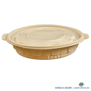 Set of 100 natural beige 2000 ml maaltijdbowls with lids made from PP and maize, microwave and freezer safe