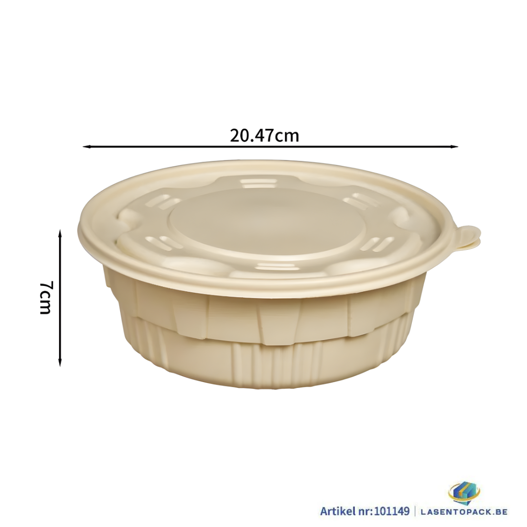 200x Milchschüssel 1500 ml mit Deckel Ø 20,5 cm Gemaakt von PP &amp; Mais