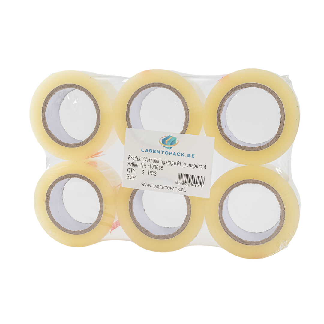 6x Verpakkingstape Transparentes PP-Plakband 48mm x 144m