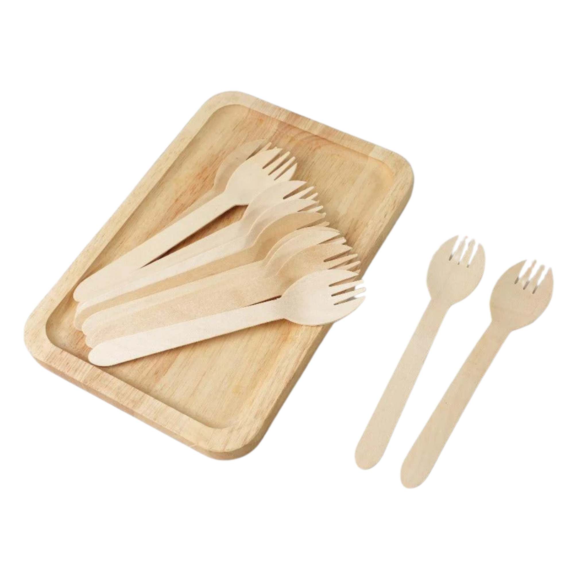 1000x Houten lepelvork 160mm 100% FSC Biologisch