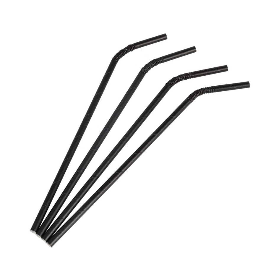 100x BIO Papieren Buigrietjes 6mm x 240mm Zwart Buigbaar