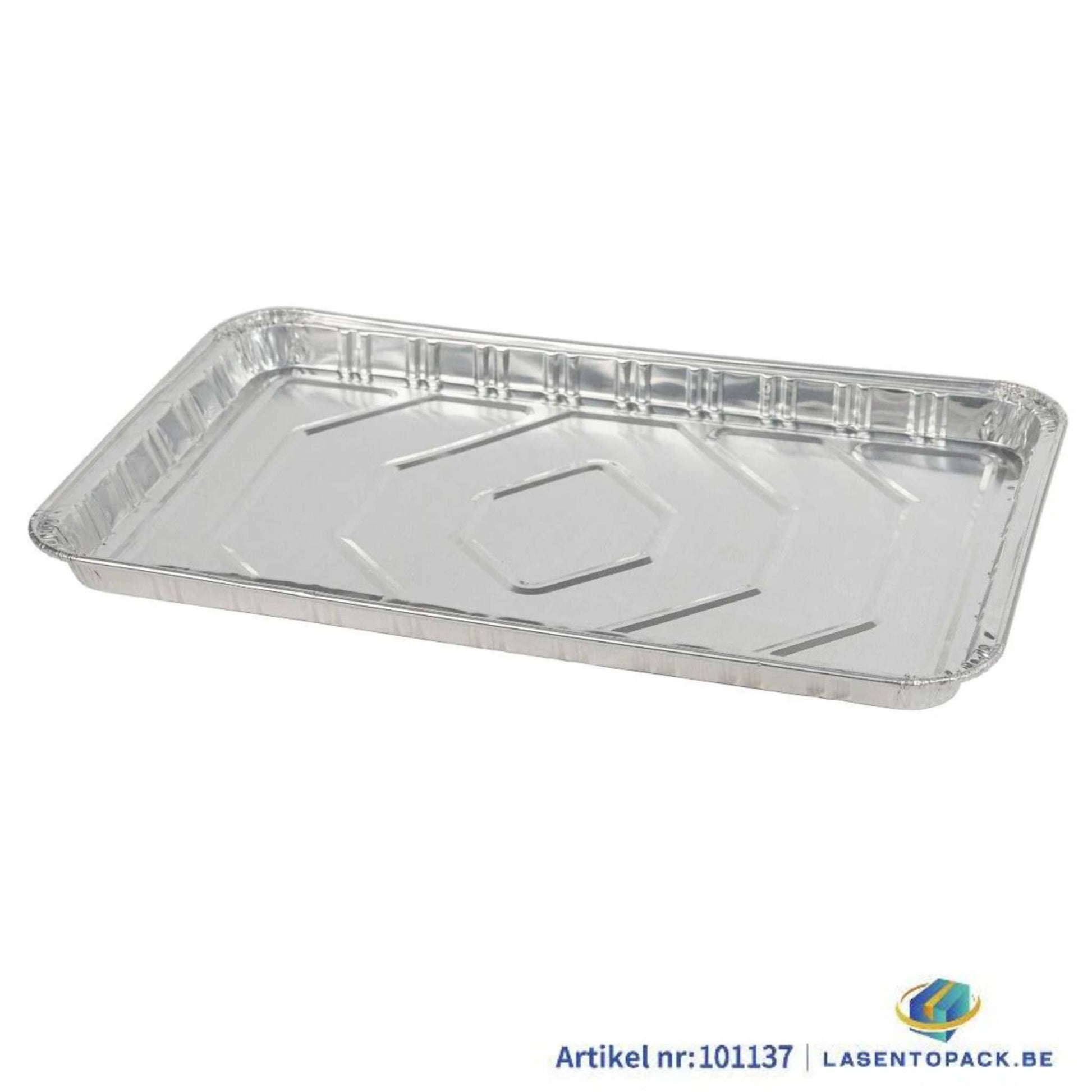 Set of 50 ovenproof aluminium trays 410x260x25 mm with 1700 ml capacity for baking and serving