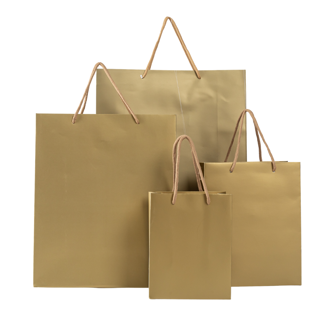 12x Papieren koordtas - 18cm x 23cm x 10cm - Goud