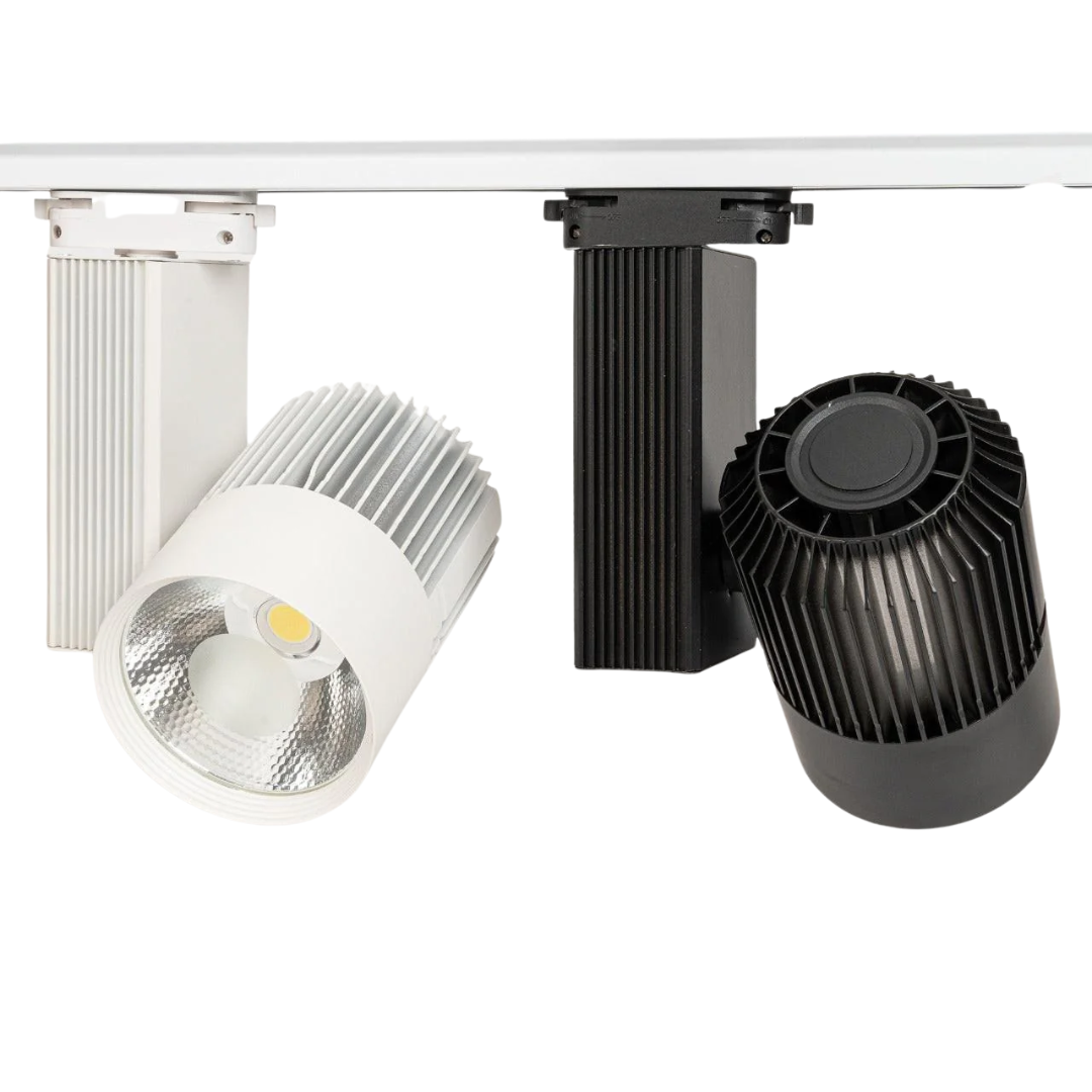 LED Railverlichting - Track Spot - 30W - Rond - Natuurlijk Wit 6000K - Zwart - Aluminium