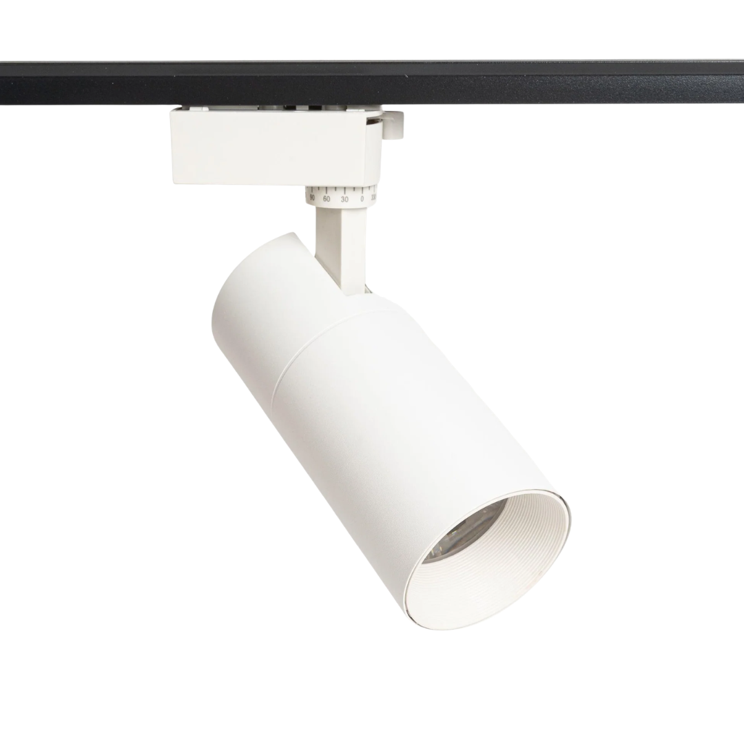 LED Railverlichting - Track Spot - 24W - Rond - Natuurlijk Wit 6000K - Wit - Aluminium