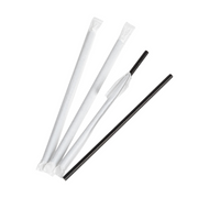 100x BIO Papieren rietjes 6mm x 197mm zwart Per stuk Verpakt!
