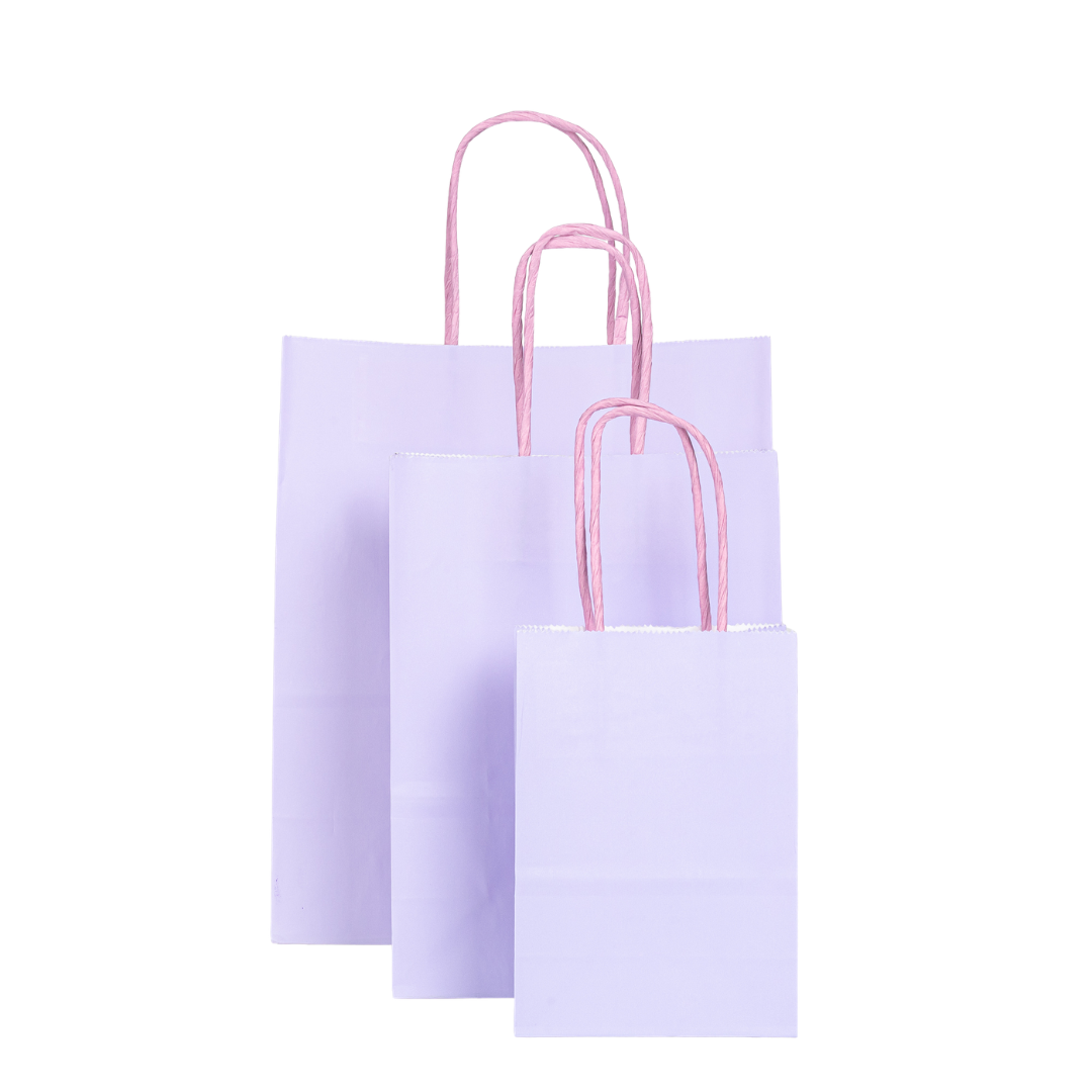 12x Papieren tas gedraaid handvat - 11cm x 15cm x 6cm - Licht Paars