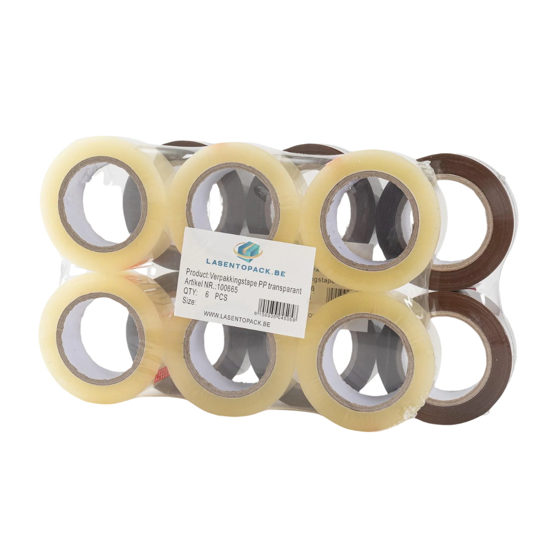 6x Verpakkingstape Bruin PP Plakband 48mmx 144m