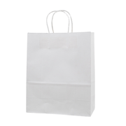 Witte papieren tas met gedraaid handvat 26x32x12cm set van 12 duurzame kraftpapier tassen