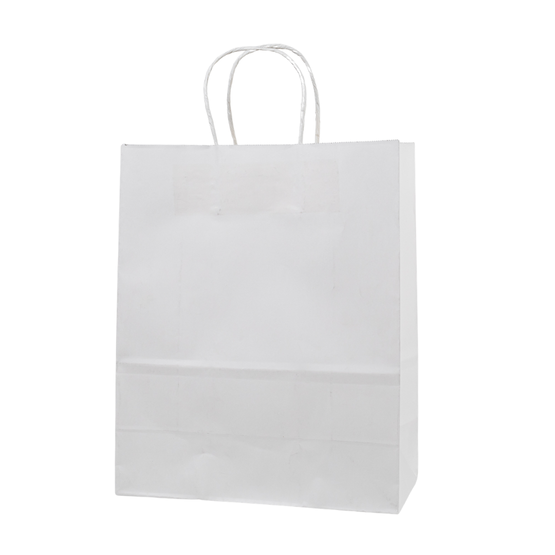 Witte papieren tas met gedraaid handvat 26x32x12cm set van 12 duurzame kraftpapier tassen
