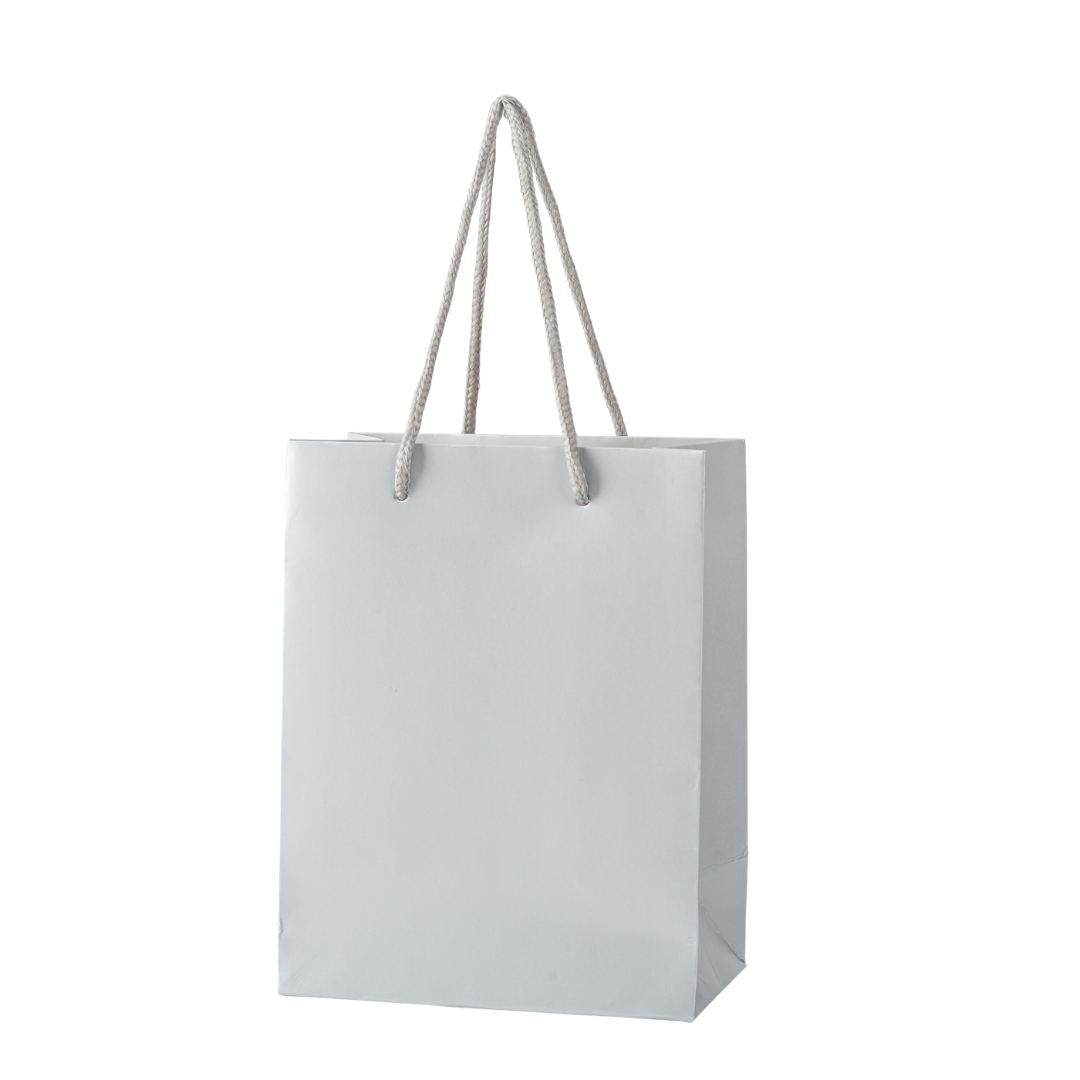 12x Papieren koordtas - 31cm x 42cm x 12cm - Zilver