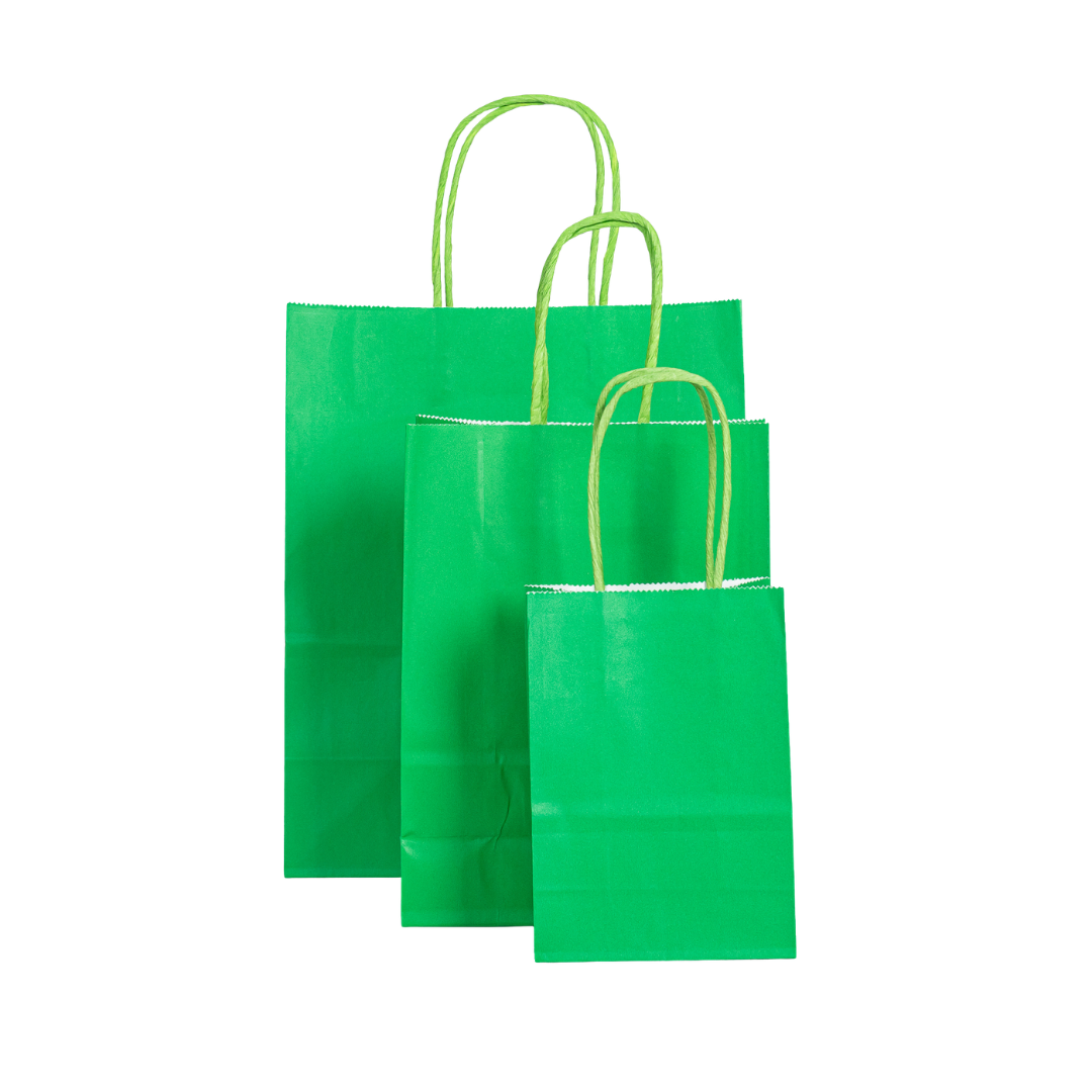 12x Papieren tas gedraaid handvat - 11cm x 15cm x 6cm - Groen
