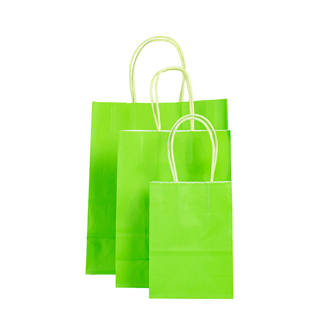 12x Papieren tas gedraaid handvat - 11cm x 15cm x 6cm - Fel Groen