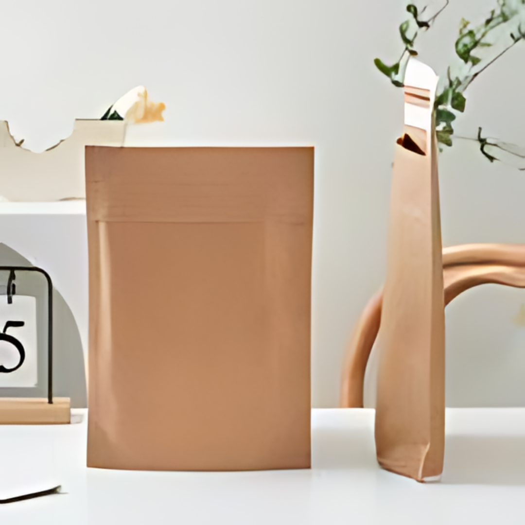 50x Papieren Verzendzak met Zijvouw en Bodem - 21cm x 30cm x 6cm + 7cm retour plakstrip