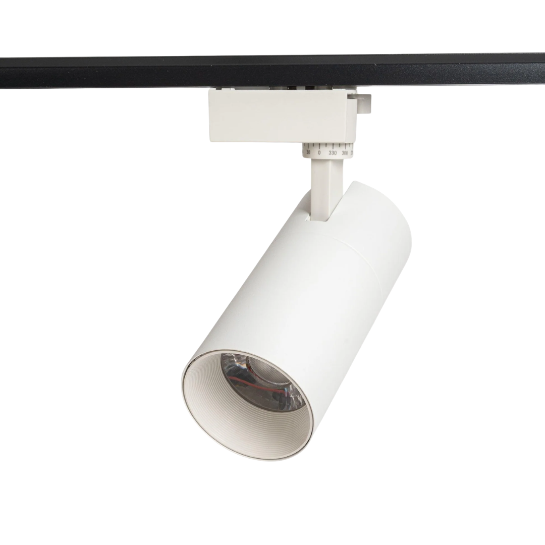 LED Railverlichting - Track Spot - 24W - Rond - Natuurlijk Wit 6000K - Wit - Aluminium