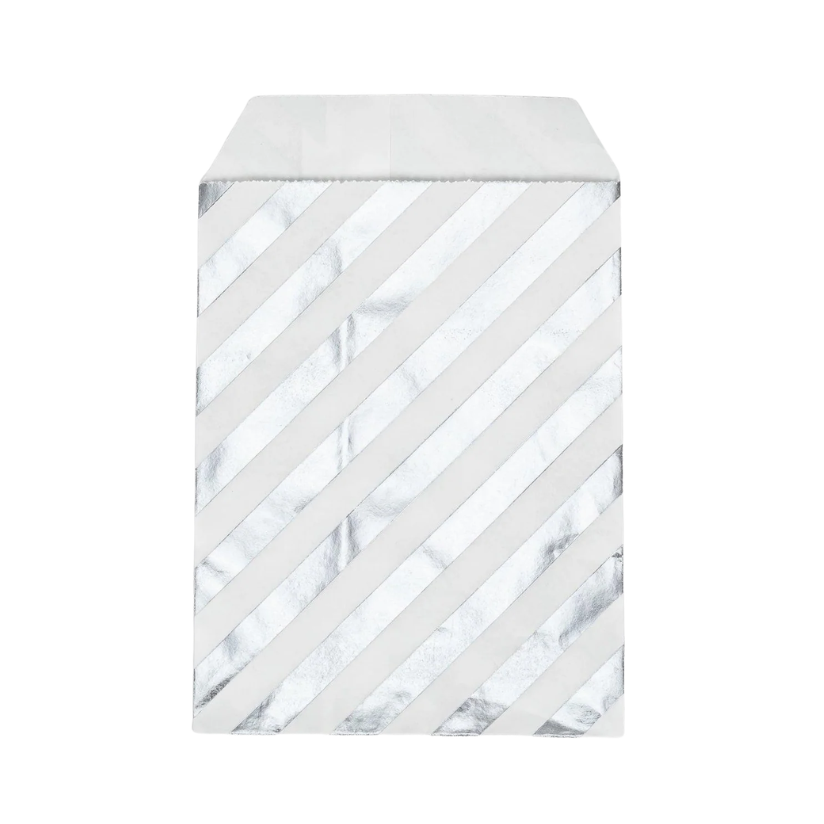 50 Stück bedrucktes Papierpapier, silberfarben, 10 cm x 15 cm 