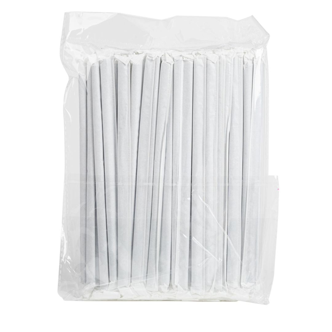 100x BIO Papieren rietjes 6mm x 197mm zwart Per stuk Verpakt!