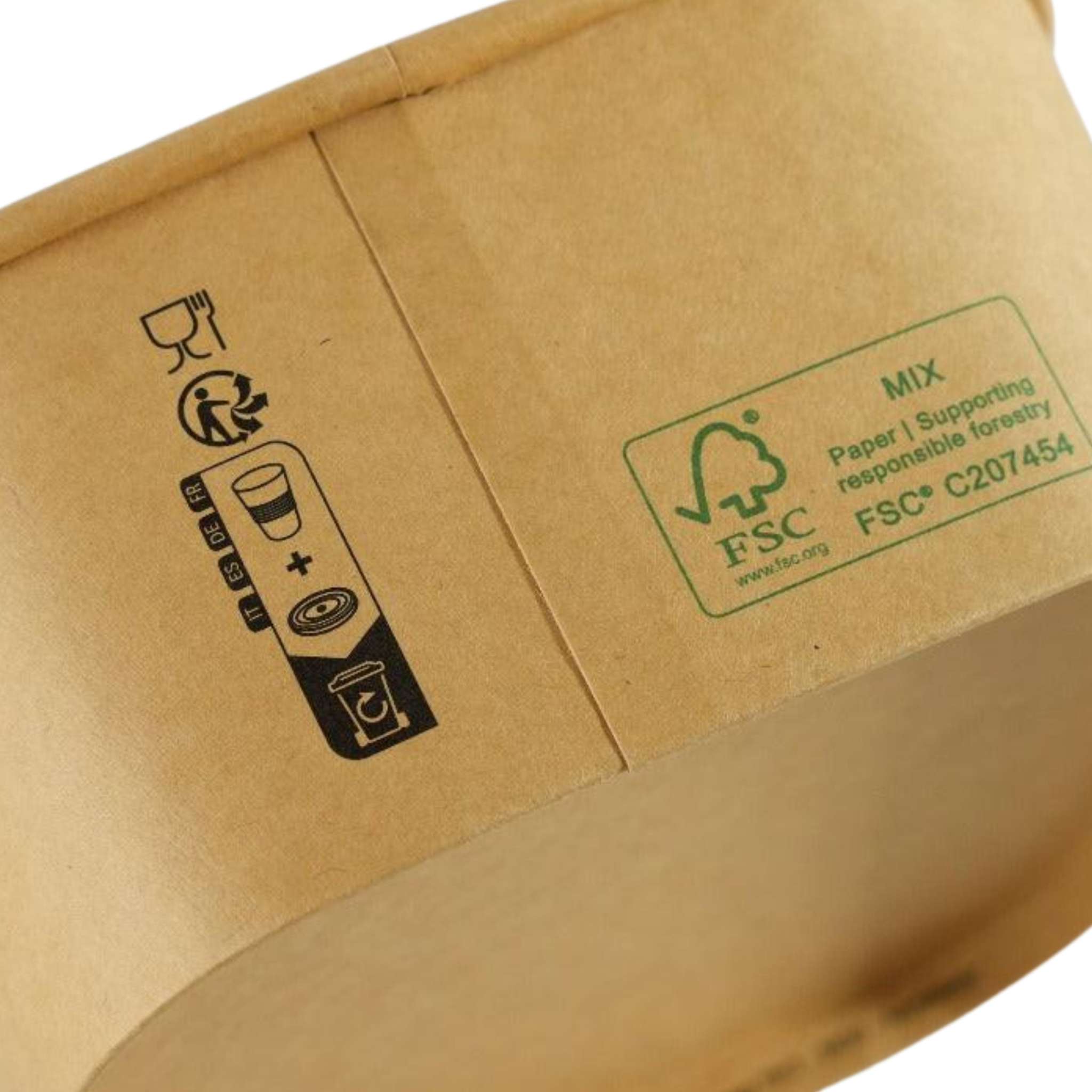 300x Vierkante maaltijdbak karton 1450ml  50 oz  170 x 170 x 75 mm Kraft FSC en BIO