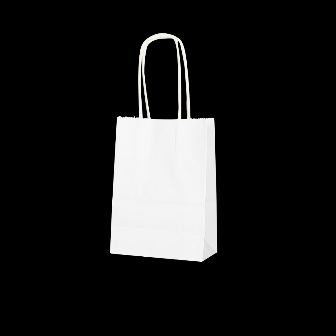 12x Papieren tas gedraaid handvat - 11cm x 15cm x 6cm - Wit