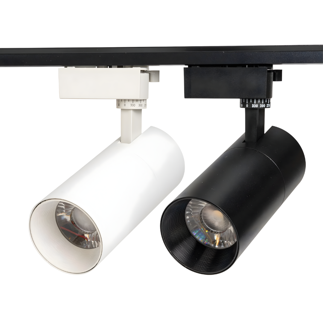 LED Railverlichting - Track Spot - 24W - Rond - Natuurlijk Wit 6000K - Wit - Aluminium