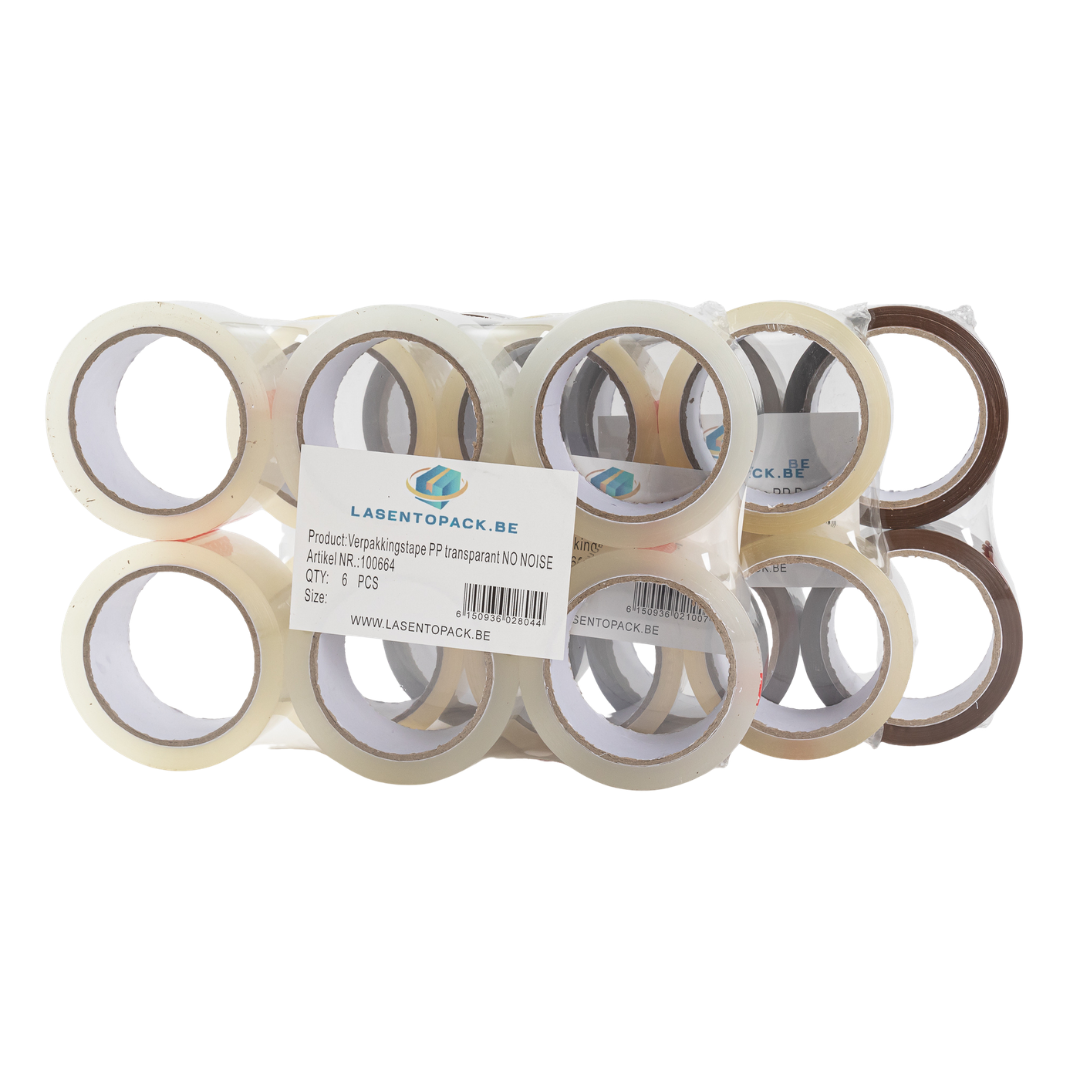 6x No Noise Verpakkingstape - PP Plakband - 48mm x 60m 