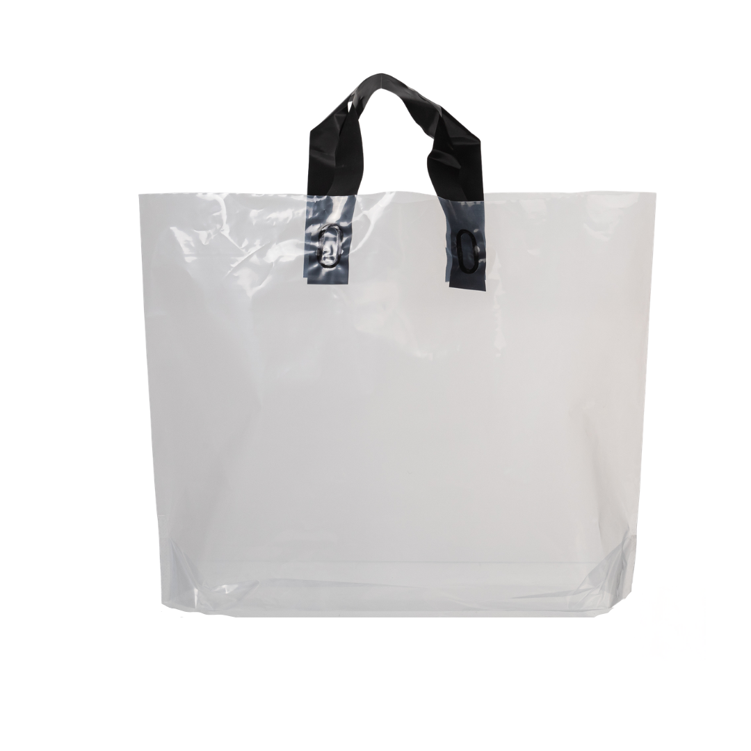 100x stevige transparante herbruikbare tas met handhengsel 30x20cm voor boodschappen en winkelen