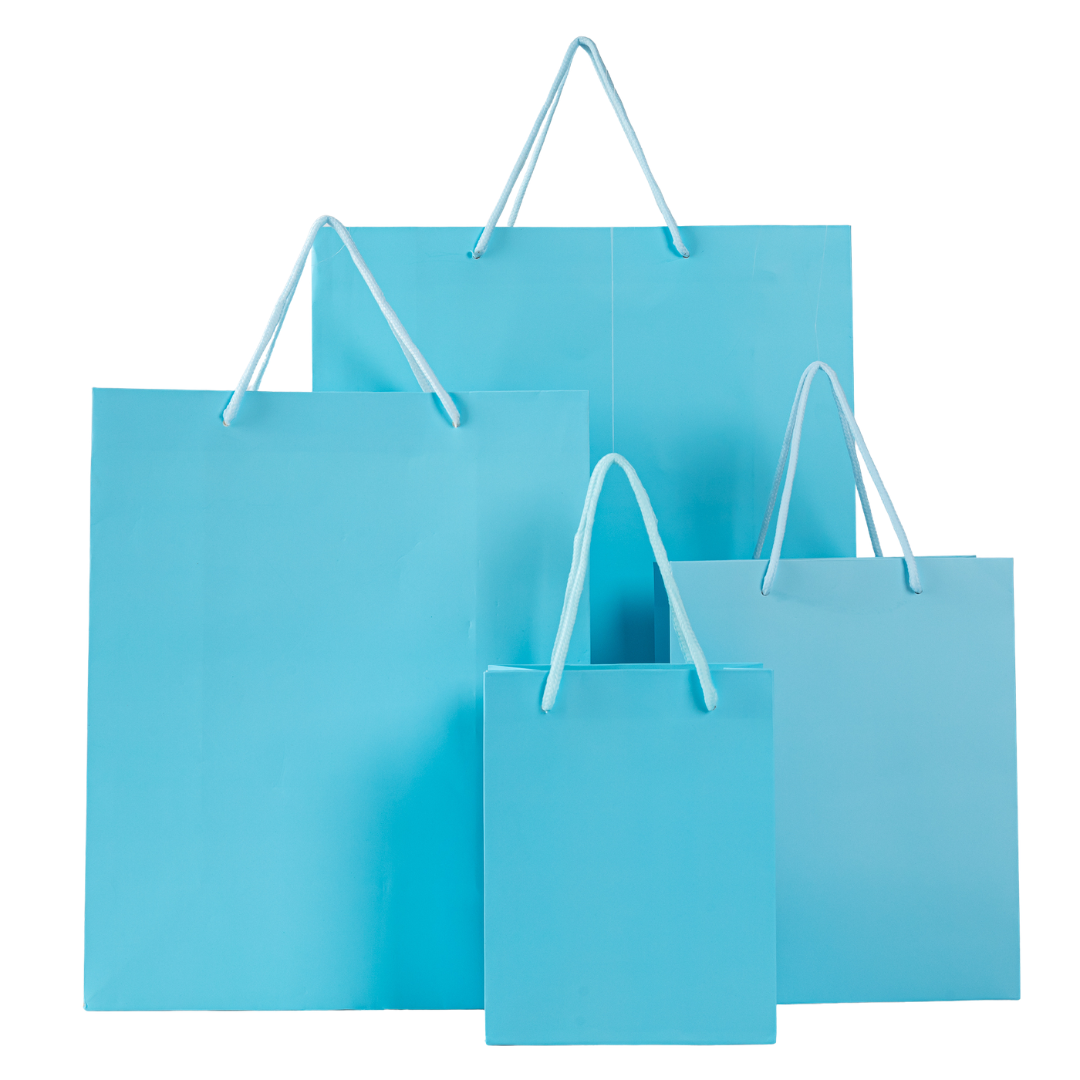 12x Papieren koordtas - 31cm x 42cm x 12cm - Blauw